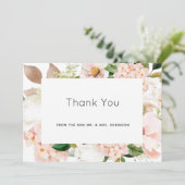 Blush Pink Floral Hydrangea Wedding Dankeskarte (Stehend Vorderseite)