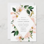 Blush Pink Floral Hydrangea Wedding Einladung (Vorderseite)