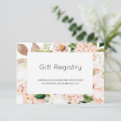 Blush Pink Floral Hydrangea Wedding Gift Registry Begleitkarte (Stehend Vorderseite)