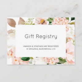 Blush Pink Floral Hydrangea Wedding Gift Registry Begleitkarte
