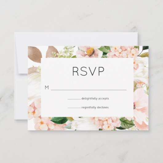 Blush Pink Floral Hydrangea Wedding RSVP Karte (Vorderseite)