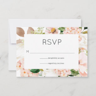 Blush Pink Floral Hydrangea Wedding RSVP Karte