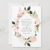Blush Pink Floral Hydrangeas QR Code UAWG Wedding Einladung (Vorderseite)