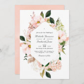 Blush Pink Floral Hydrangeas QR Code UAWG Wedding Einladung (Vorne/Hinten)