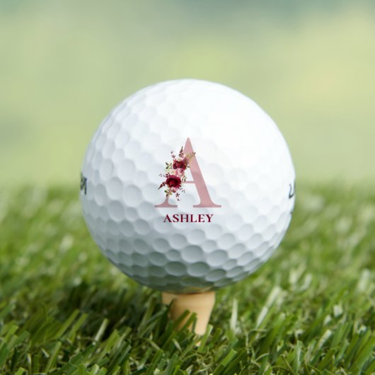 Blush Pink Floral Initial A Monogram Golfball (Insitu T-Shirt)