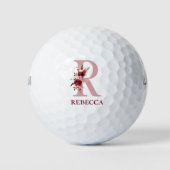 Blush Pink Floral Initial R Monogramm Golfball (Vorderseite)