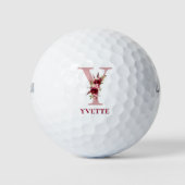Blush Pink Floral Initial Y Golfball (Vorderseite)