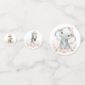 Blush Pink Floral Jungle Safari Baby Animals Party Konfetti (Vorderseiten)