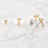 Blush Pink Floral Jungle Safari Baby Animals Party Konfetti (Rückseiten)