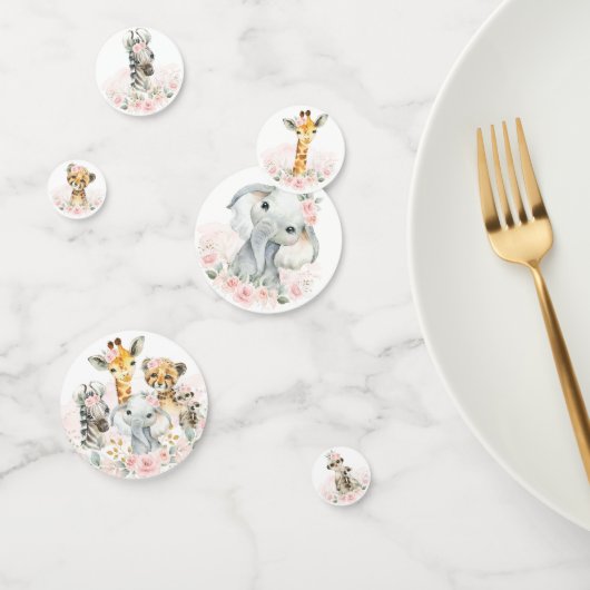 Blush Pink Floral Jungle Safari Baby Animals Party Konfetti (Gruppe)