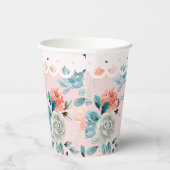 Blush Pink Floral Lace Wedding Calligraphy Pappbecher (Rechts)