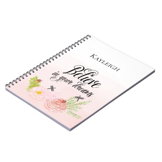 Blush Pink Floral Ladybug glauben Notizblock (Linke Seite)