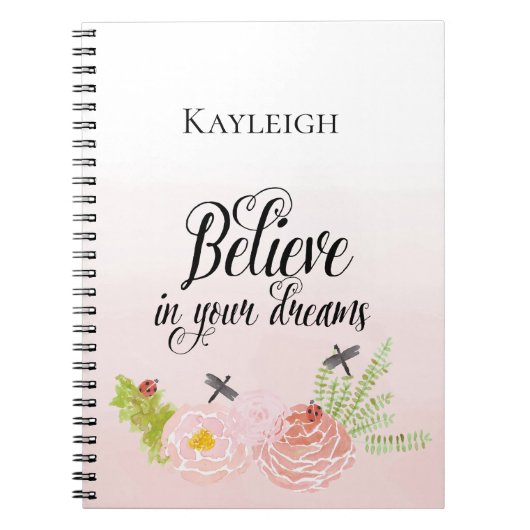 Blush Pink Floral Ladybug glauben Notizblock (Vorderseite)