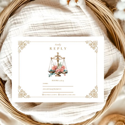 Blush Pink Floral Law School Abschluss RSVP Karte