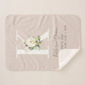 Blush Pink Floral Letter K Baby Script Geburtsstun Sherpadecke (Vorderseite (Horizontal))
