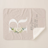 Blush Pink Floral Letter R Baby Script Geburtsstun Sherpadecke (Vorderseite (Horizontal))