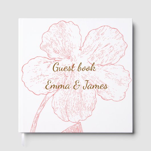 Blush Pink Floral Line Art Wedding Guest Book Gästebuch (Vorderseite)