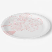 Blush Pink Floral Line Art Wedding  Pappteller (Schrägansicht)