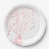 Blush Pink Floral Line Art Wedding  Pappteller (Vorderseite)