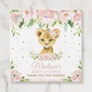 Blush Pink Floral Lion Baby Dusche Vielen Dank für Geschenkanhänger