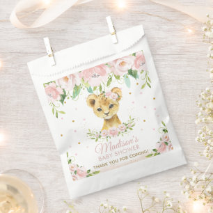 Blush Pink Floral Lion Cub Babydusche Danke Geschenktütchen