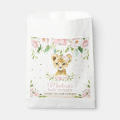 Blush Pink Floral Lion Cub Babydusche Danke Geschenktütchen (Vorderseite)