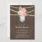 Blush Pink Floral Mason Jar Foto Brautparty Einladung (Vorderseite)