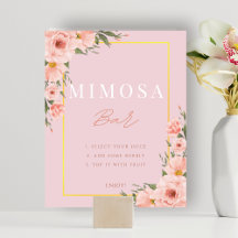 Blush Pink Floral Mimosa Bar Dusche Zeichen