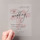 Blush Pink Floral Modern Minimalist Wedding Acryleinladungen (Insitu (Handheld))
