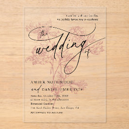 Blush Pink Floral Modern Minimalist Wedding Acryleinladungen