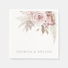 Blush Pink Floral Modern Wedding Serviette