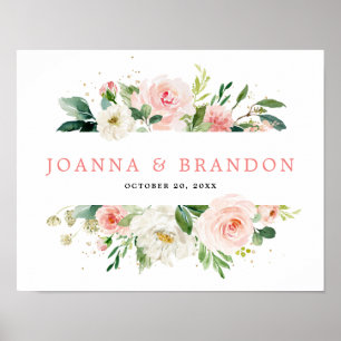 Blush Pink Floral Moderne botanische Hochzeit Will Poster