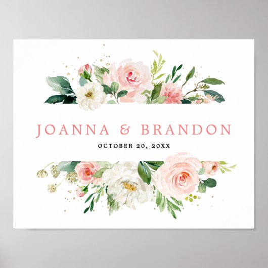 Blush Pink Floral Moderne botanische Hochzeit Will Poster (Vorne)