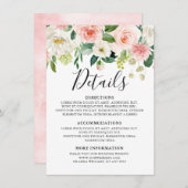 Blush Pink Floral Moderne botanische Hochzeiten De Begleitkarte (Vorne/Hinten)