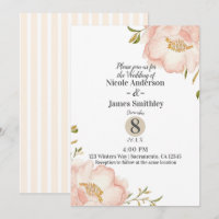 Blush Pink Floral Moderne Elegante schicke Hochzei