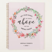 Blush Pink Floral Moderne Personalisierte Schrift Planer (Vorderseite)