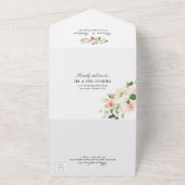 Blush Pink Floral Monogram Elegante Hochzeit All In One Einladung (Außenbereich)