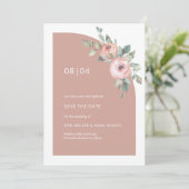 Blush Pink Floral Monogram Half Arch Wedding Save The Date (Stehend Vorderseite)