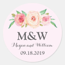 Blush Pink Floral Monogram Wedding