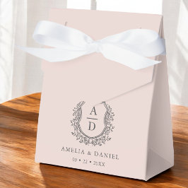 Blush Pink Floral Monogram Wedding Wappen Modernes Geschenkschachtel