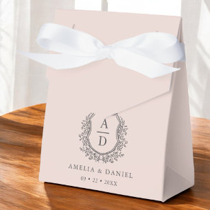 Blush Pink Floral Monogram Wedding Wappen Modernes Geschenkschachtel