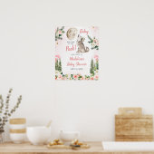Blush Pink Floral Moon Forest Wolf Welcome Sign Poster (Küche)