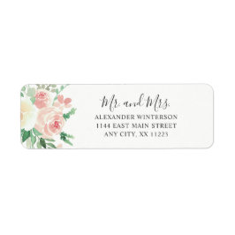 Blush Pink Floral MR & MRS Rücksendeadresse