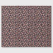 Blush Pink Floral Muster auf Burgund Hintergrund Geschenkpapier (Flach)
