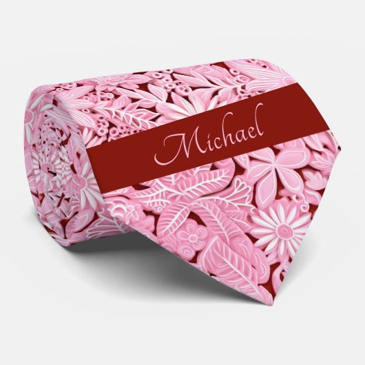 Blush Pink Floral Muster Krawatte (Gerollt)