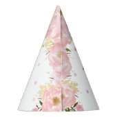 Blush Pink Floral Niedlich Baby Elephant 1. Geburt Partyhütchen (Rückseite)