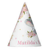 Blush Pink Floral Niedlich Baby Elephant 1. Geburt Partyhütchen (Links)