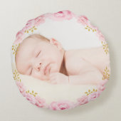 Blush Pink Floral Nutcracker Ballerina Baby Girl Rundes Kissen (Rückseite)