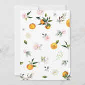 Blush Pink Floral, Orange Kleine Süsse Babydusche Einladung (Rückseite)