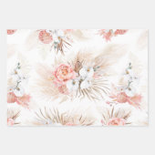 Blush Pink Floral Pampas Grass Muster Elegant Geschenkpapier Set (Vorderseite)
